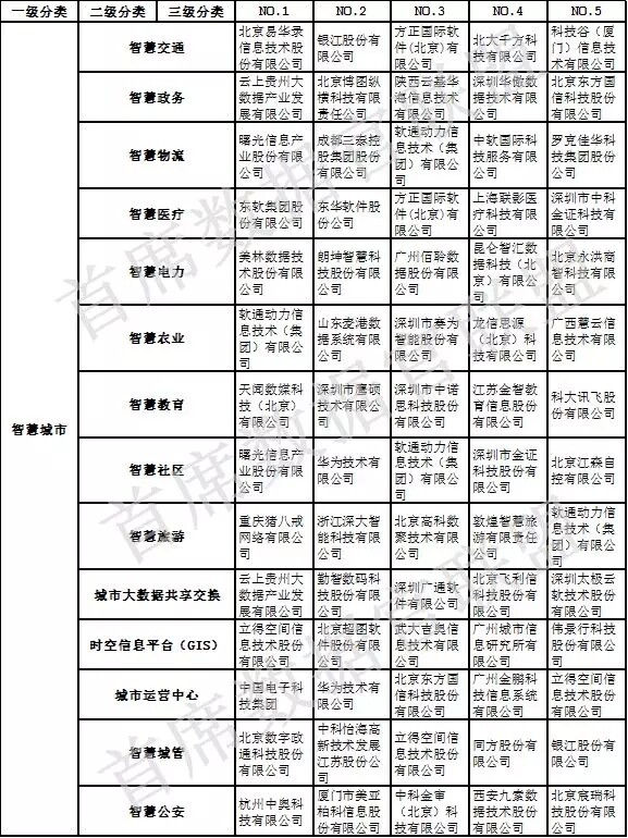 中国大数据企业排行榜-智慧城市